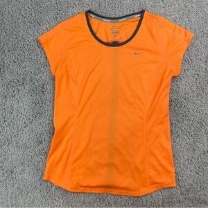 Nike Top Womens Medium Running Shirt Bright Neon Orange Night Run Active Track